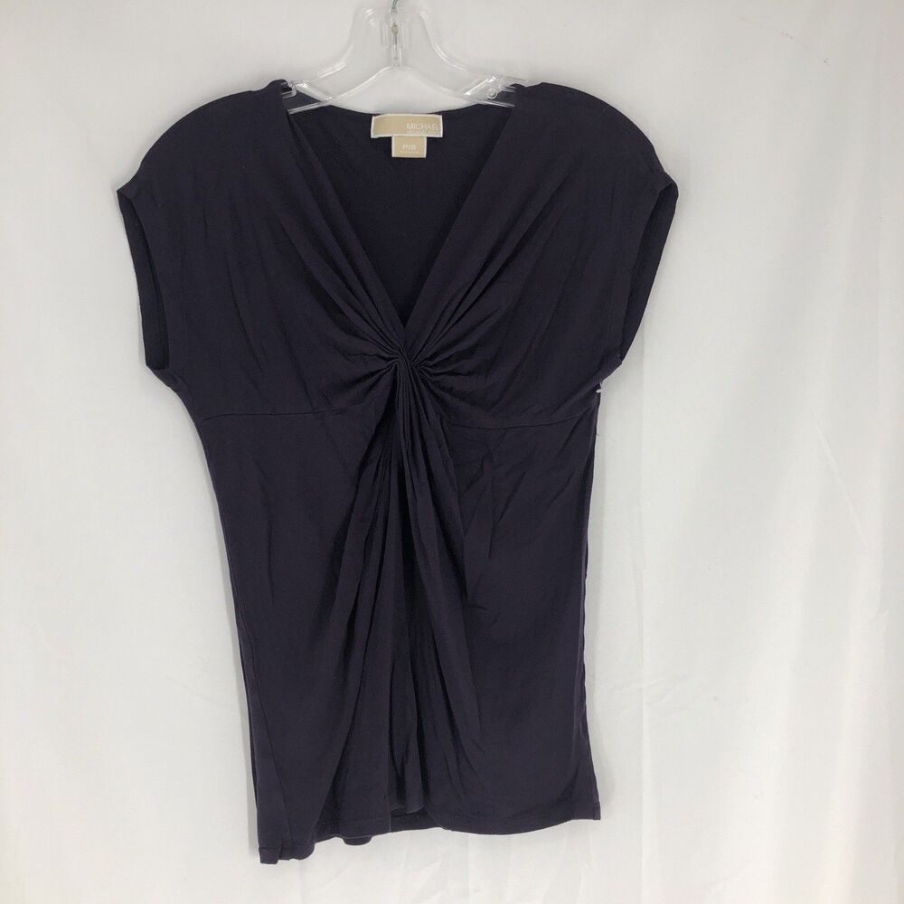 Michael Kors Short Sleeve Plum V Neck Tee Petite Small